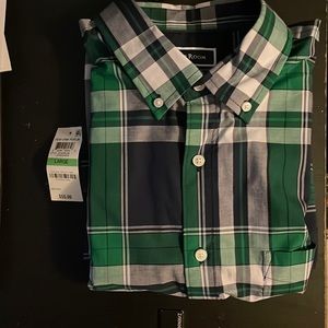 Green and Gray Long Sleeve Button Front